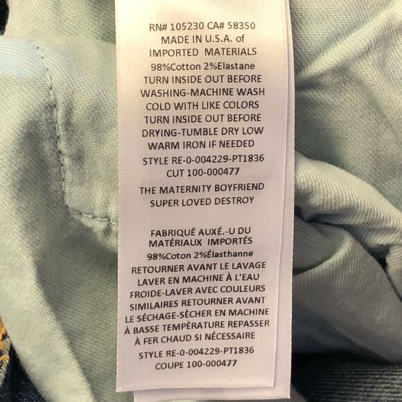 Current / Elliott Hatch Maternity Boyfriend Destroy Distressed Jeans Size 25 - Picture 14 of 15